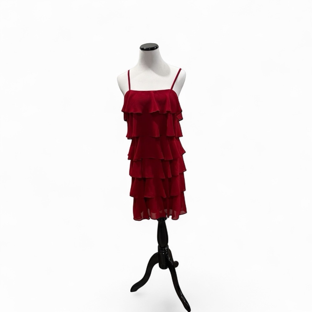Ann Taylor‎ Loft Red Ruffle Dress Size 4-20s Retro Pinup Party